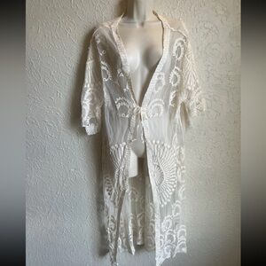Cream Rebellion Again Sheer Embroidered Kimono festival coverup sheer bohemian